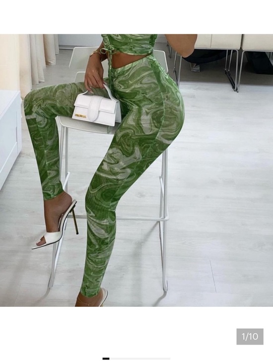 naked wardrobe Pants - naked wardrobe Green Marble High-Rise Leggings